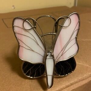 Elegant Butterfly Stained Glass tea light holder